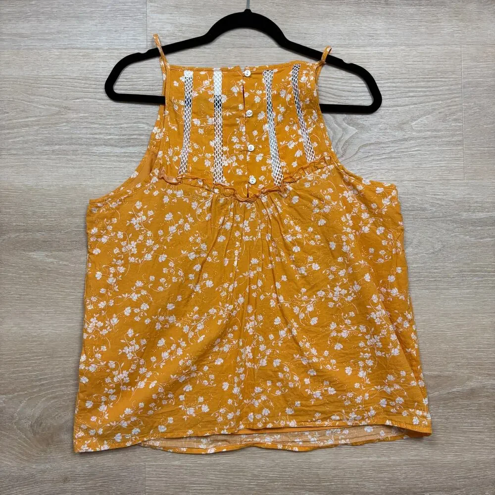 Anthropologie Maeve Med Martell Floral Tank Blouse Women’s‎ XL Color Marigold - Picture 4 of 5